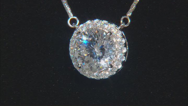 White Cubic Zirconia Rhodium Over Sterling Silver 130 Facet Necklace 5.43ctw Video Thumbnail