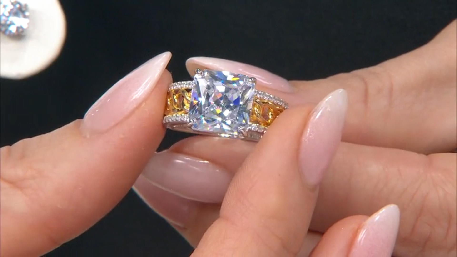White Cubic Zirconia Rhodium And 18k Yellow Gold Over Sterling Silver Ring 7.52ctw Video Thumbnail