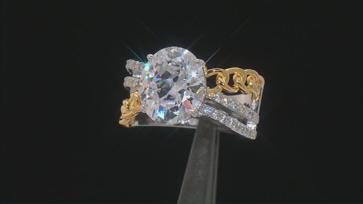 White Cubic Zirconia Rhodium And 18k Yellow Gold Over Sterling Silver Ring 7.66ctw Video Thumbnail