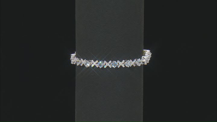 White Cubic Zirconia Rhodium Over Sterling Silver Tennis Bracelet 20.80ctw Video Thumbnail