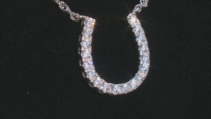 White Cubic Zirconia Rhodium Over Sterling Silver Horseshoe Necklace 1.14ctw Video Thumbnail