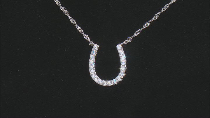 White Cubic Zirconia Rhodium Over Sterling Silver Horseshoe Necklace 1.14ctw Video Thumbnail
