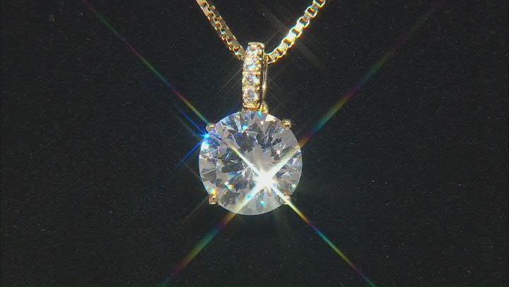 White Cubic Zirconia 18k Yellow Gold Over Sterling Silver Pendant With Chain Video Thumbnail