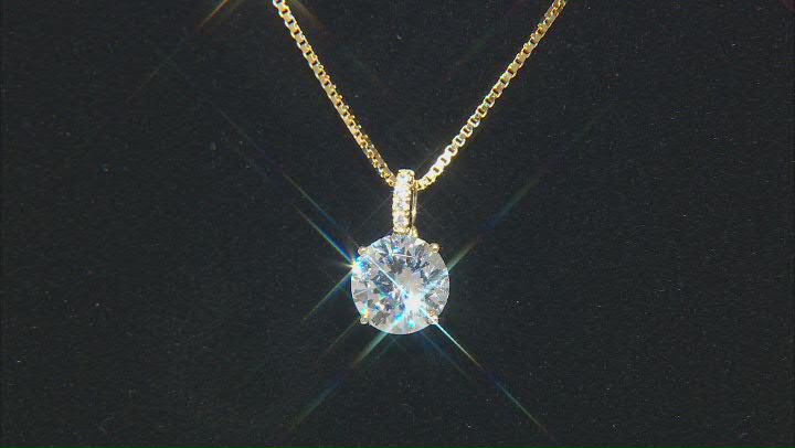 White Cubic Zirconia 18k Yellow Gold Over Sterling Silver Pendant With Chain Video Thumbnail