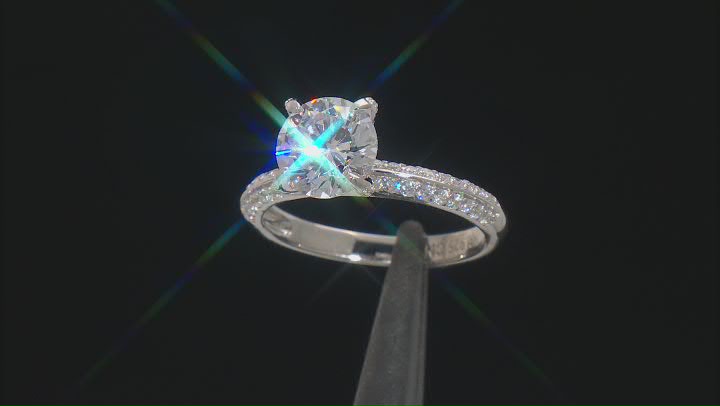 White Cubic Zirconia Rhodium Over Sterling Silver Ring With Band 4.14ctw Video Thumbnail