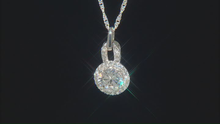 White Cubic Zirconia Rhodium Over Sterling Silver Pendant With Chain 3.90ctw Video Thumbnail