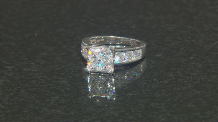 White Cubic Zirconia Rhodium Over Sterling Silver Ring With Band 6.20ctw Video Thumbnail