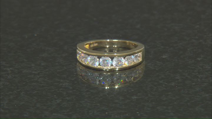 White Cubic Zirconia 18k Yellow Gold Over Sterling Silver Ring With Band 6.20ctw Video Thumbnail