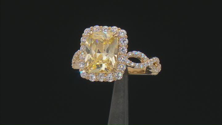 Yellow And White Cubic Zirconia 18k Yellow Gold Over Sterling Silver Ring 7.54ctw Video Thumbnail