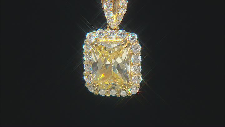 Yellow And White Cubic Zirconia 18k Yellow Gold Over Sterling Silver Pendant With Chain 7.36ctw Video Thumbnail