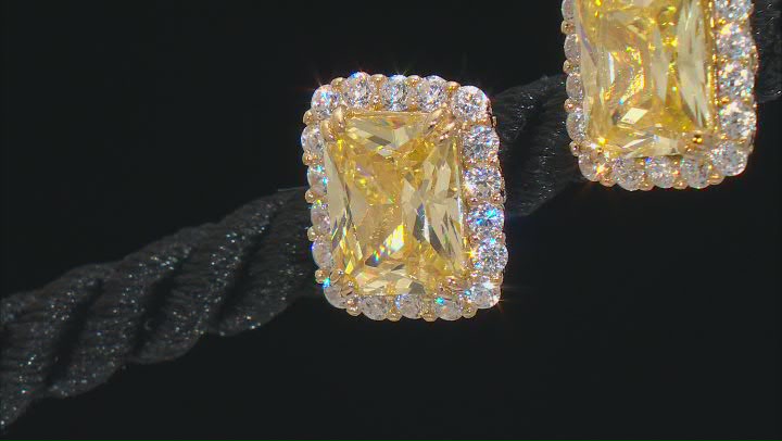 Yellow And White Cubic Zirconia 18k Yellow Gold Over Sterling Silver Earrings 10.02ctw Video Thumbnail