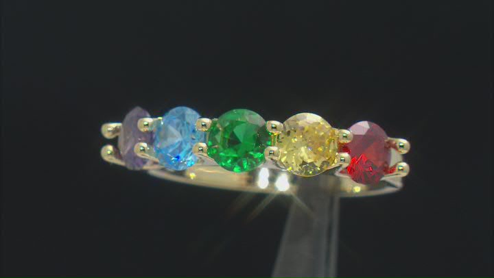 Green Lab Spinel & Multi Color Cubic Zirconia 18k Yellow Gold Over Sterling Silver Ring 3.43ctw Video Thumbnail