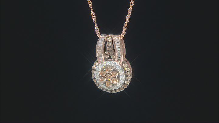Champagne And White Cubic Zirconia 18k Rose Gold Over Sterling Silver Pendant With Chain 2.30ctw Video Thumbnail