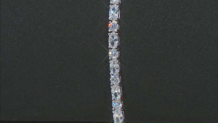 White Cubic Zirconia Rhodium Over Sterling Silver Anklet 12.48ctw Video Thumbnail
