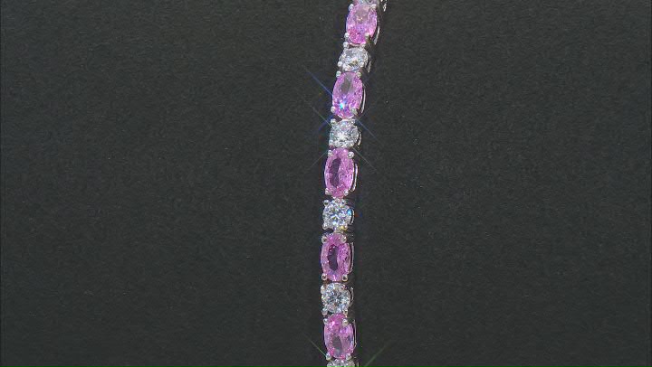 Pink And White Cubic Zirconia Rhodium Over Sterling Silver Anklet 12.48ctw Video Thumbnail