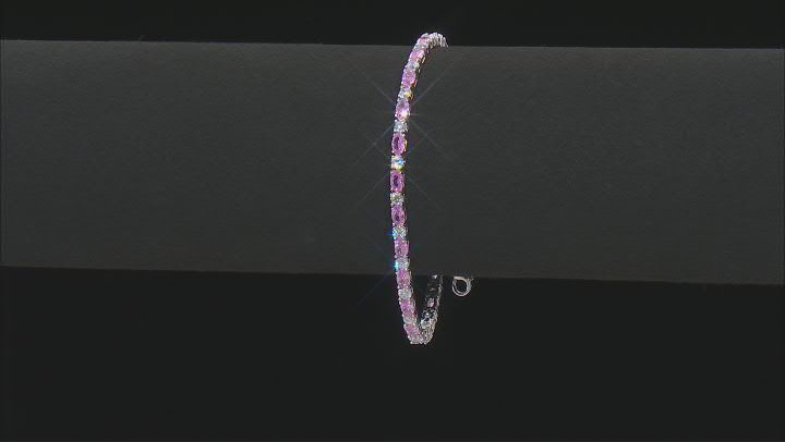 Pink And White Cubic Zirconia Rhodium Over Sterling Silver Anklet 12.48ctw Video Thumbnail