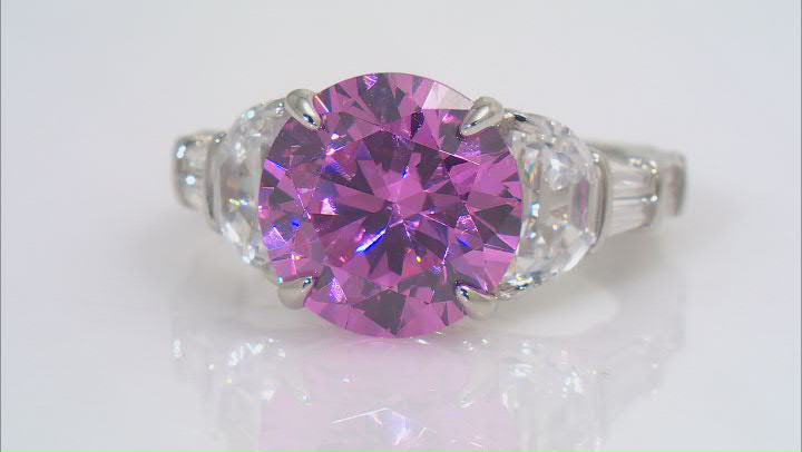 Pink And White Cubic Zirconia Platinum Over Sterling Silver Ring 16.35ctw Video Thumbnail