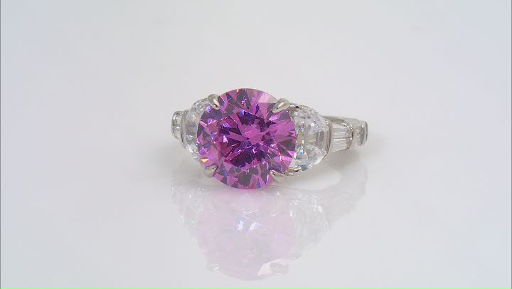 Pink And White Cubic Zirconia Platinum Over Sterling Silver Ring 16.35ctw Video Thumbnail