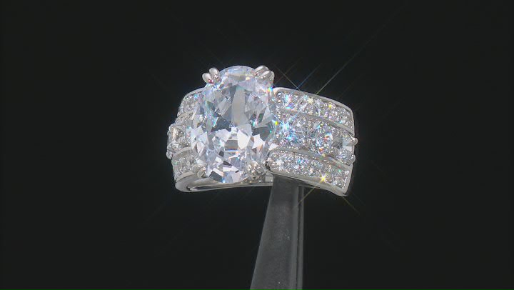 White Cubic Zirconia Rhodium Over Sterling Silver Ring 13.54ctw Video Thumbnail