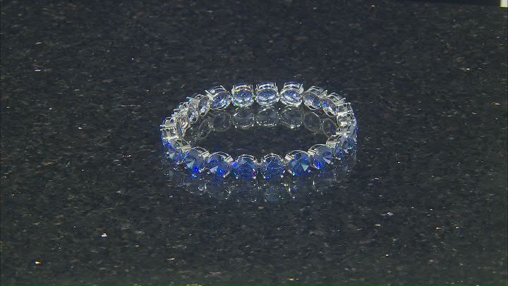 Blue Cubic Zirconia Rhodium Over Sterling Silver Tennis Bracelet 91.78ctw Video Thumbnail