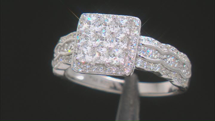 White Cubic Zirconia Rhodium Over Sterling Silver Ring 1.89ctw Video Thumbnail