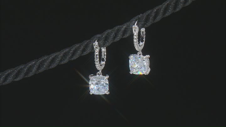 White Cubic Zirconia Rhodium Over Sterling Silver Earrings 8.37ctw Video Thumbnail