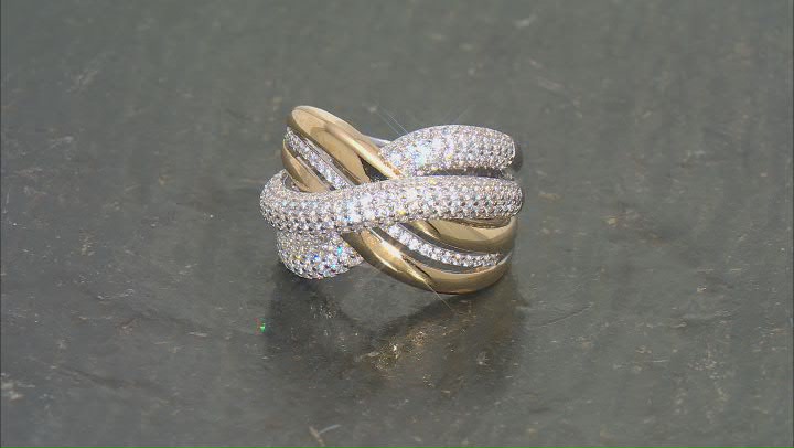 White Cubic Zirconia Rhodium And 18k Yellow Gold Over Sterling Silver Ring 2.23ctw Video Thumbnail