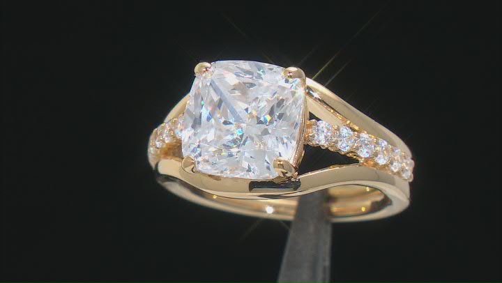 White Cubic Zirconia 18k Yellow Gold Over Sterling Silver Ring 9.04ctw Video Thumbnail