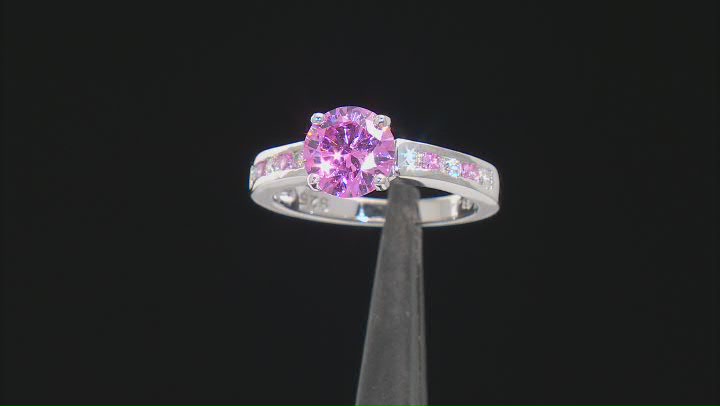 Pink And White Cubic Zirconia Rhodium Over Sterling Silver Ring Set 4.74ctw Video Thumbnail