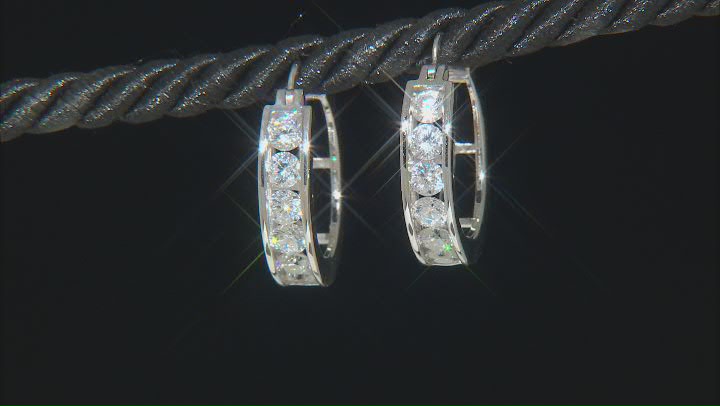 White Cubic Zirconia Rhodium Over Sterling Silver Hoops 3.25ctw Video Thumbnail