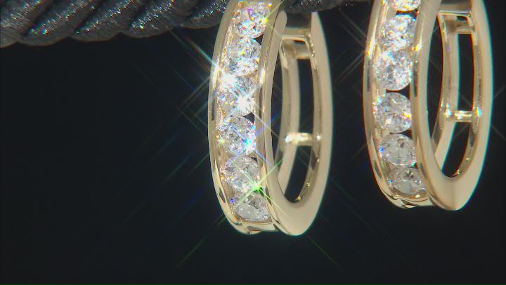 White Cubic Zirconia 18k Yellow Gold Over Sterling Silver Hoops Video Thumbnail