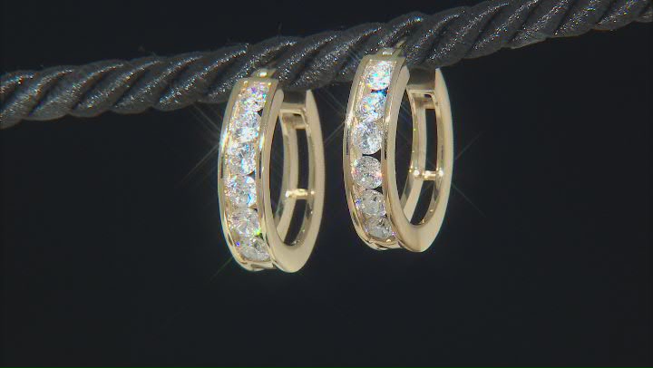 White Cubic Zirconia 18k Yellow Gold Over Sterling Silver Hoops Video Thumbnail