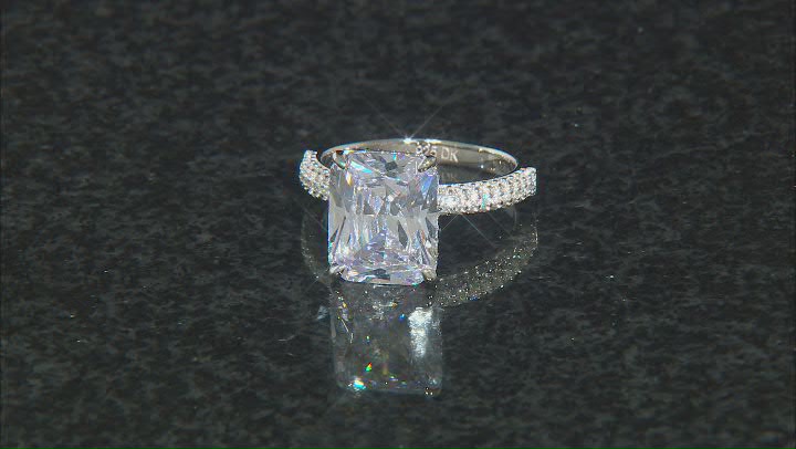 White Cubic Zirconia Platinum Over Sterling Silver Ring 12.65ctw Video Thumbnail