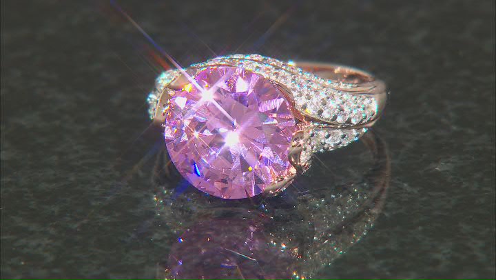 Pink And White Cubic Zirconia 18k Rose Gold Over Sterling Silver Ring 11.54ctw Video Thumbnail