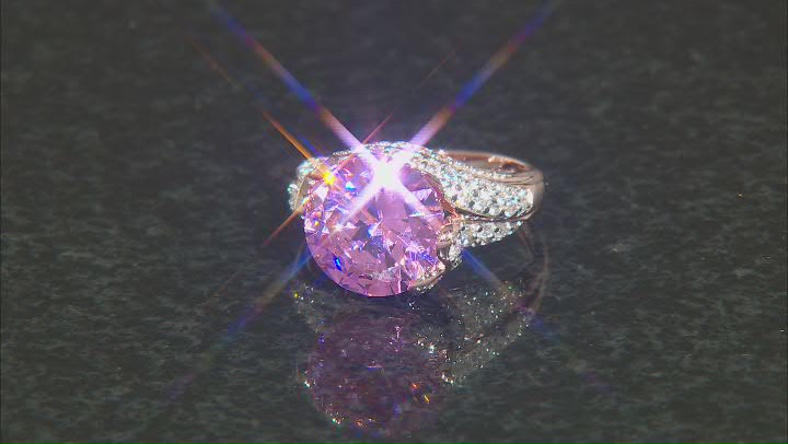 Pink And White Cubic Zirconia 18k Rose Gold Over Sterling Silver Ring 11.54ctw Video Thumbnail