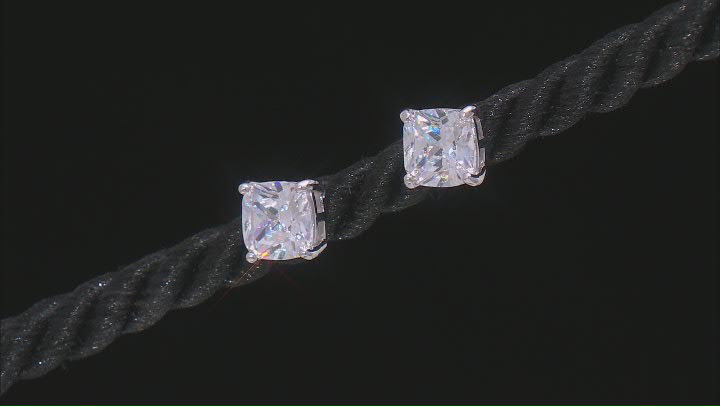 White Cubic Zirconia Rhodium Over Sterling Silver Earring Set 12.96ctw Video Thumbnail