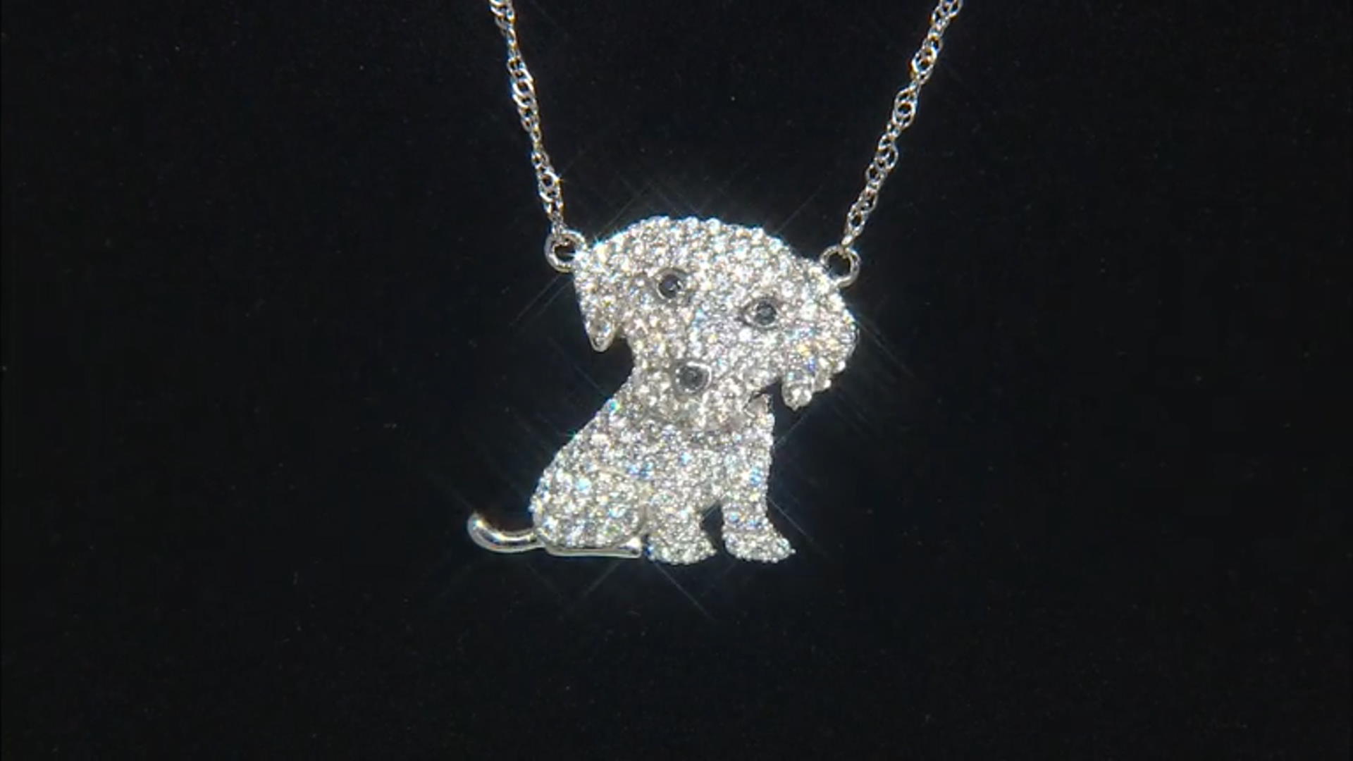 Black And White Cubic Zirconia Rhodium Over Sterling Silver Dog Necklace 2.62ctw Video Thumbnail