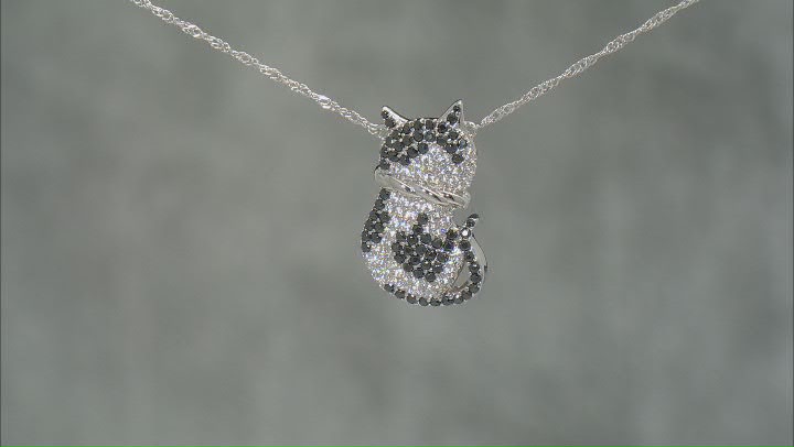 Black And White Cubic Zirconia Rhodium Over Sterling Silver Cat Necklace 3.69ctw Video Thumbnail
