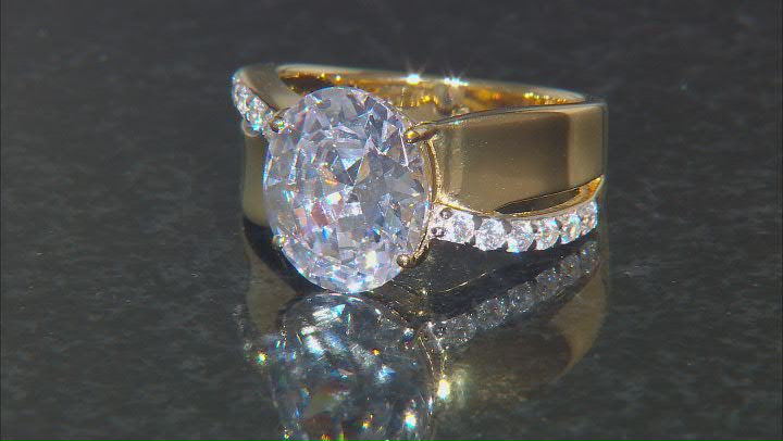 White Cubic Zirconia 18k Yellow Gold Over Sterling Silver Ring 7.80ctw Video Thumbnail