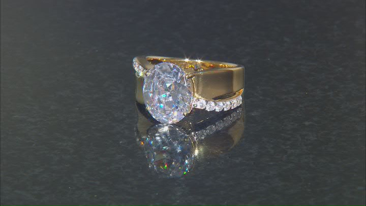 White Cubic Zirconia 18k Yellow Gold Over Sterling Silver Ring 7.80ctw Video Thumbnail