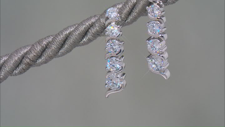 White Cubic Zirconia Rhodium Over Sterling Silver Earrings 2.37ctw Video Thumbnail