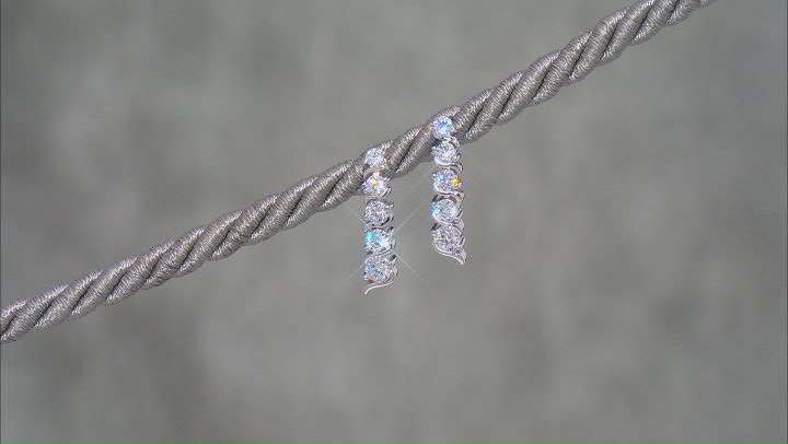 White Cubic Zirconia Rhodium Over Sterling Silver Earrings 2.37ctw Video Thumbnail