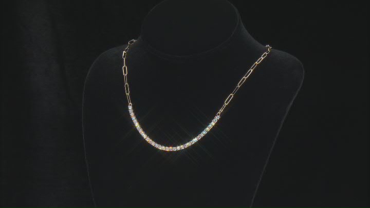 White Cubic Zirconia 18k Yellow Gold Over Sterling Silver Paperclip Necklace 7.96ctw Video Thumbnail