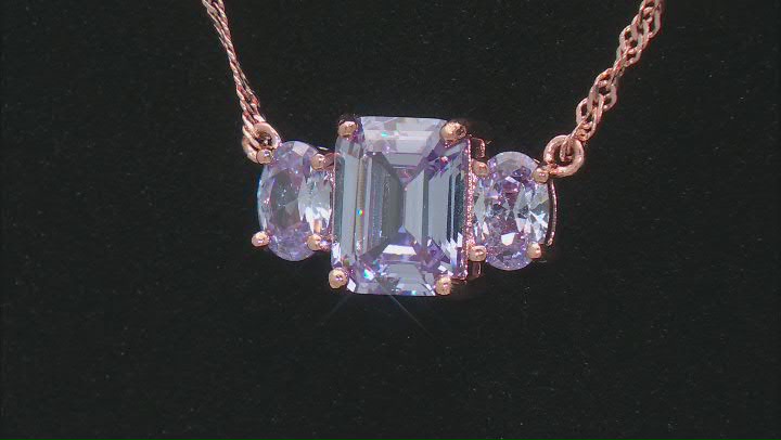 Lavender Cubic Zirconia 18k Rose Gold Over Sterling Silver Necklace 5.23ctw Video Thumbnail