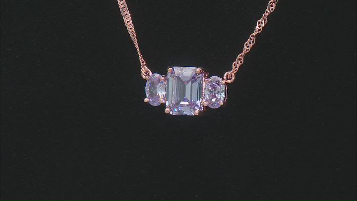 Lavender Cubic Zirconia 18k Rose Gold Over Sterling Silver Necklace 5.23ctw Video Thumbnail