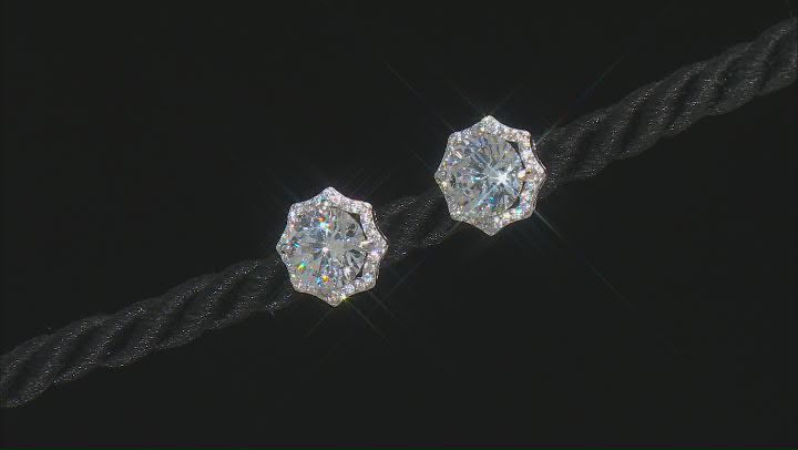 White Cubic Zirconia Rhodium Over Sterling Silver Earrings 7.42ctw Video Thumbnail