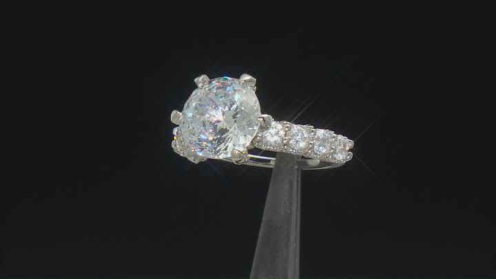 White Cubic Zirconia Platinum Over Sterling Silver Ring 10.27ctw Video Thumbnail