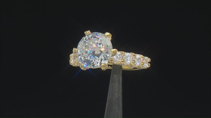White Cubic Zirconia 18k Yellow Gold Over Sterling Silver Ring 10.27ctw Video Thumbnail