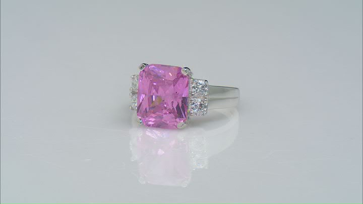 Pink And White Cubic Zirconia Rhodium Over Sterling Silver Ring 9.22ctw Video Thumbnail