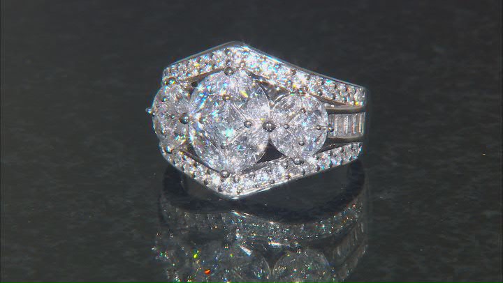 White Cubic Zirconia Platinum Over Sterling Silver Ring 3.24ctw Video Thumbnail